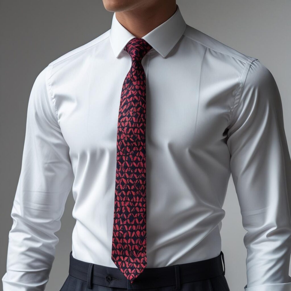 8 Types of Formal Shirts Every Guy Should Know About (2025 Edition) model in cutaway collar formal shirt with bold tie, no face shown, professional business look
